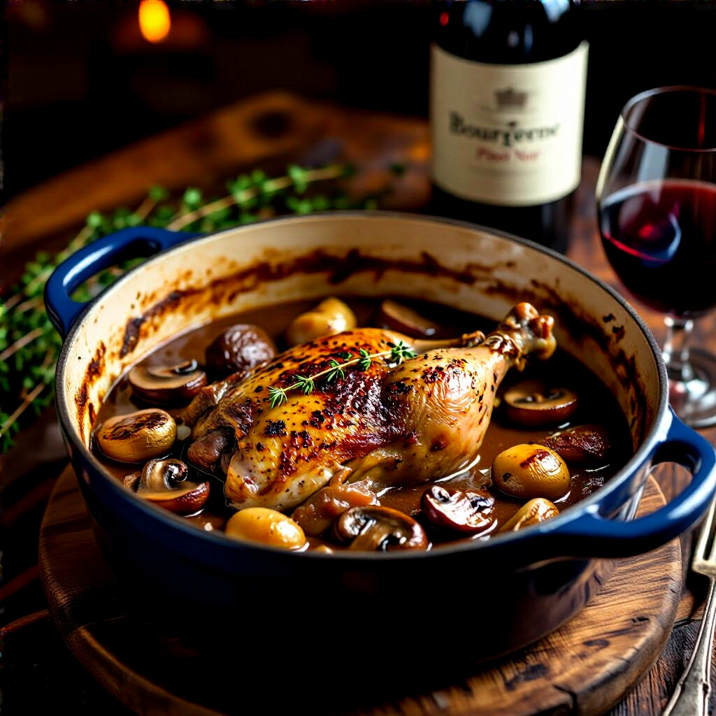 Coq au vin traditionnel